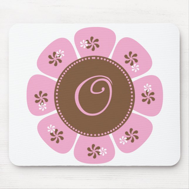 Brown und rosa Monogramm O Mousepad (Vorne)