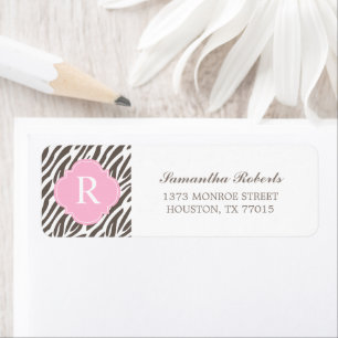 Brown und rosa Zebra-Streifen-Monogramm