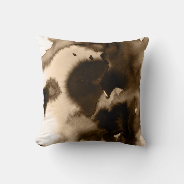 Brown und schwarze Tinten-Flecke Kissen (Vorderseite)