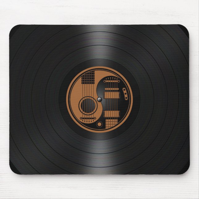 Brown und schwarze Yin Yang Gitarren-Vinylgraphik Mousepad (Vorne)
