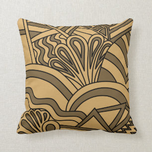 Brown- und TAN-Farbkunst-Deko-Art-Entwurf Kissen