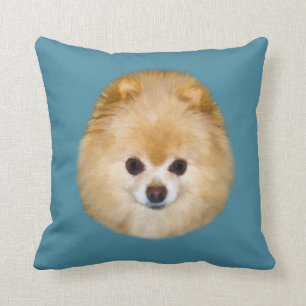 Brown und weißer Spitz-Hund Kissen