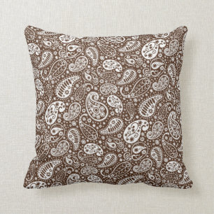 Brown und weißes Paisley-Wurfs-Kissen Kissen