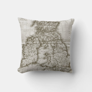 Brown Vieux Monde Antique Carte Coussin