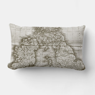 Brown Vieux Monde Antique Carte Jeter Oreiller