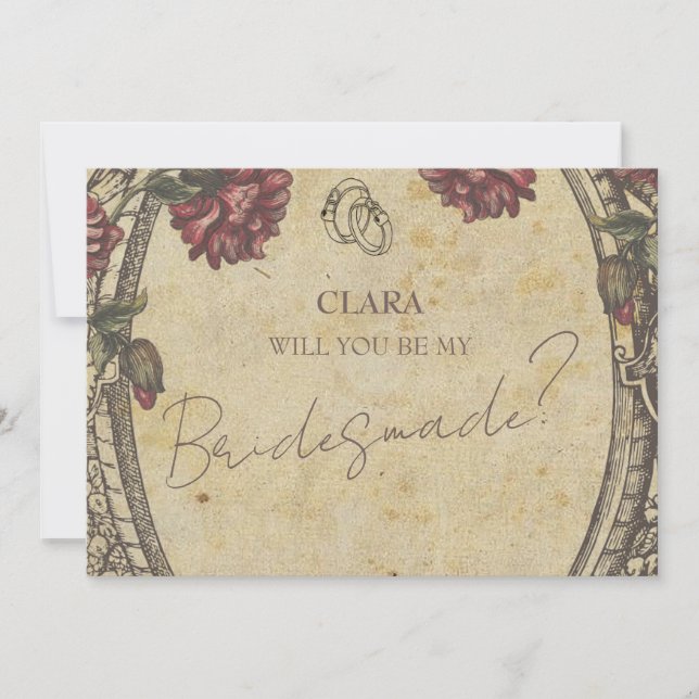 Brown Vintag Classic Wedding Einladung Bridesmade (Vorderseite)