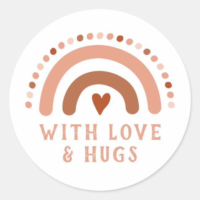 Brown Warn Rainbow Heart Spots  Business Card Runder Aufkleber (Vorderseite)