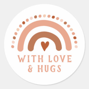 Brown Warn Rainbow Heart Spots  Business Card Runder Aufkleber