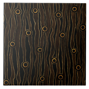 Brown Wavy Lines Fliese