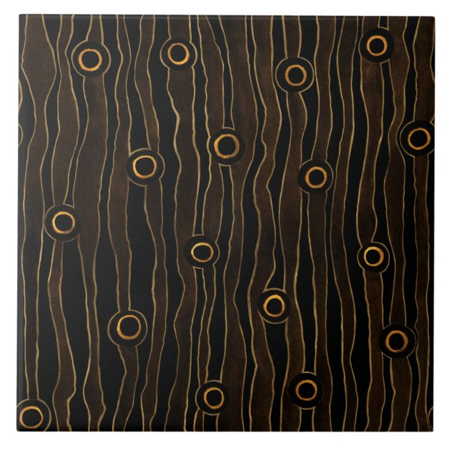 Brown Wavy Lines Fliese (Vorderseite)