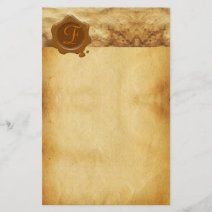 BROWN WAX SIEGEL PARCHMENT Monogramm Briefpapier