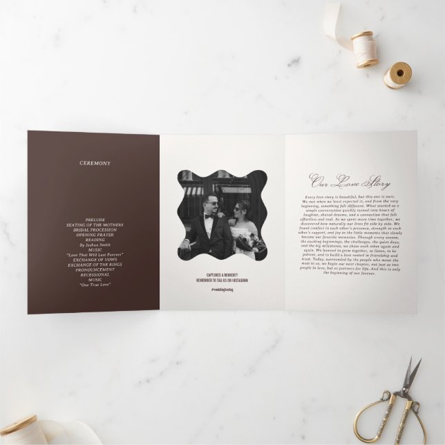 Brown Wedding  Dreifach-gefaltete Programmkarte (Innenseite)