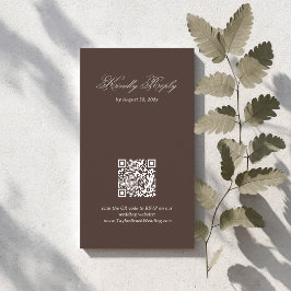 Brown Wedding RSVP Qr Code Enclosure Card Begleitkarte