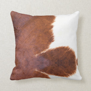 Brown, Weiß, Kuh-Druck Kissen