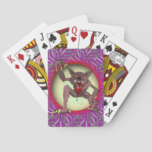 Brown Werewolf Full Moon Fierce Lila Halloween Spielkarten