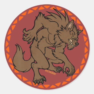 Brown Werewolf Runder Aufkleber