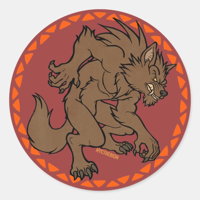 Brown Werewolf Runder Aufkleber (Vorderseite)
