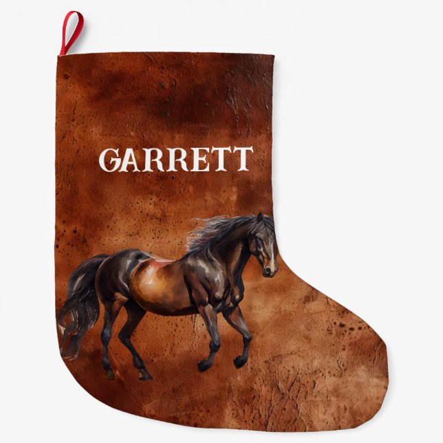 Brown Western Horse Großer Weihnachtsstrumpf (Vorderseite)