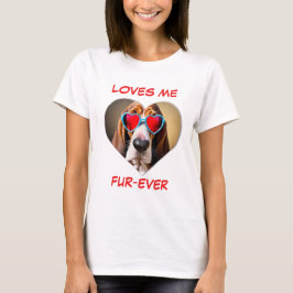 Brown White Basset Hound Herzförmige Sonnenbrille T-Shirt