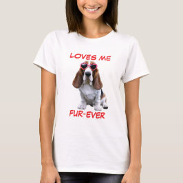 Brown White Basset Hound Herzförmige Sonnenbrille T-Shirt