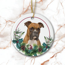 Brown White Boxer Dog Evergreen Kranz