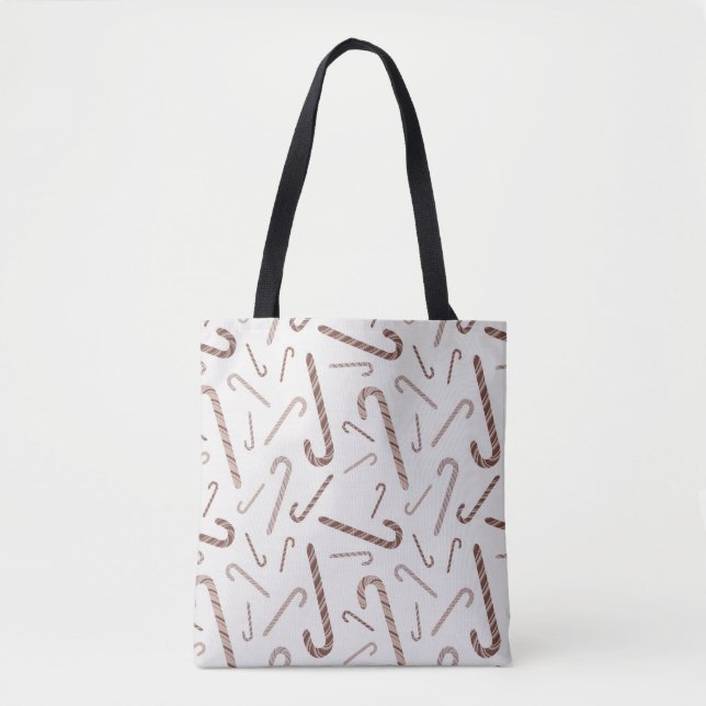 Brown & White Candy Cane Muster Tasche (Vorderseite)