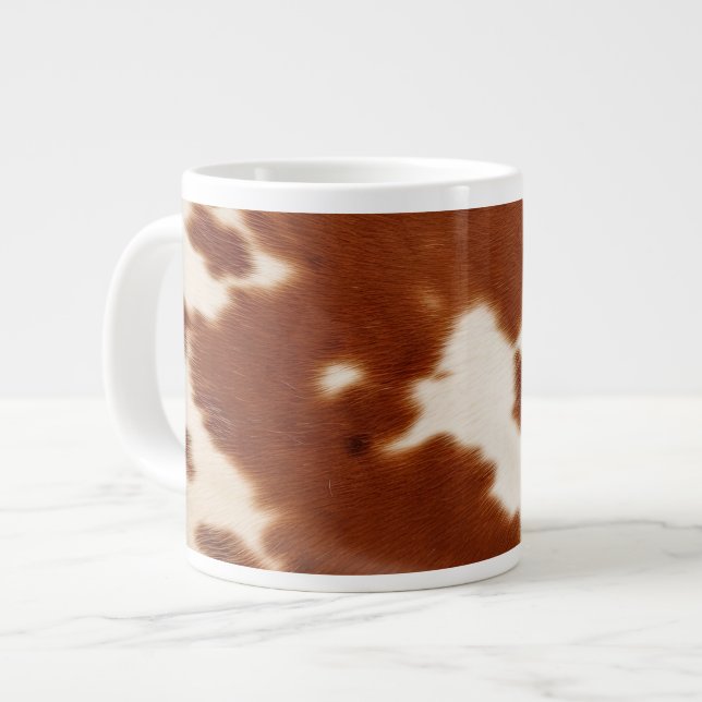 Brown White Cowhid Jumbo-Tasse (Vorderseite Links)