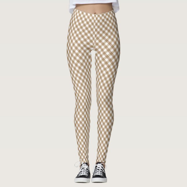 Brown White Gingham Leggings (Vorderseite)