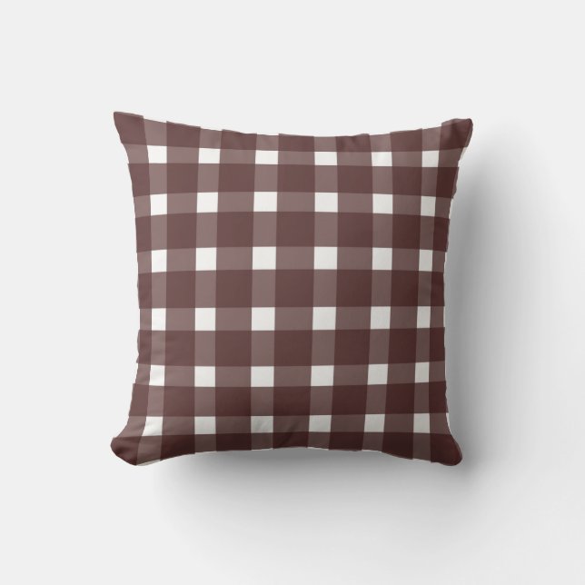 Brown White Gingham Pattern Kissen (Vorderseite)