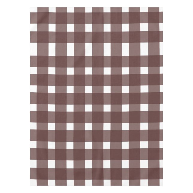 Brown White Gingham Pattern Tischdecke (Vorderseite)