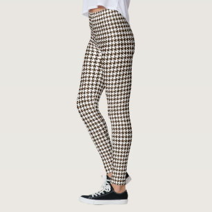 Brown White Medium Hahnentrittmuster Leggings