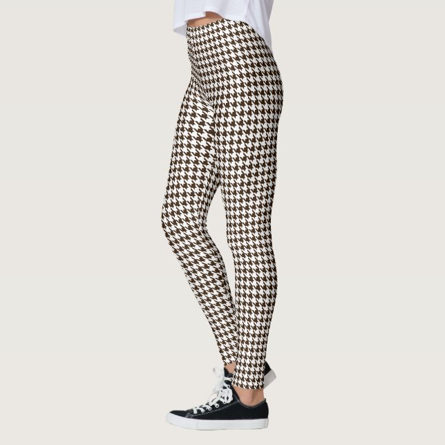 Brown White Medium Hahnentrittmuster Leggings (Links)