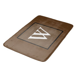Brown White Monogram Badematte