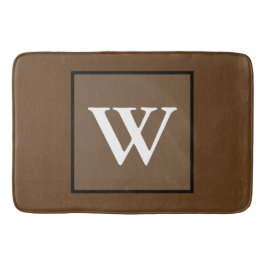 Brown White Monogram Badematte