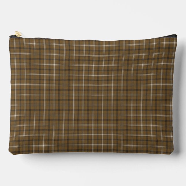 Brown White Plaid Classic Pattern Retro Zubehörtasche (Vorderseite)