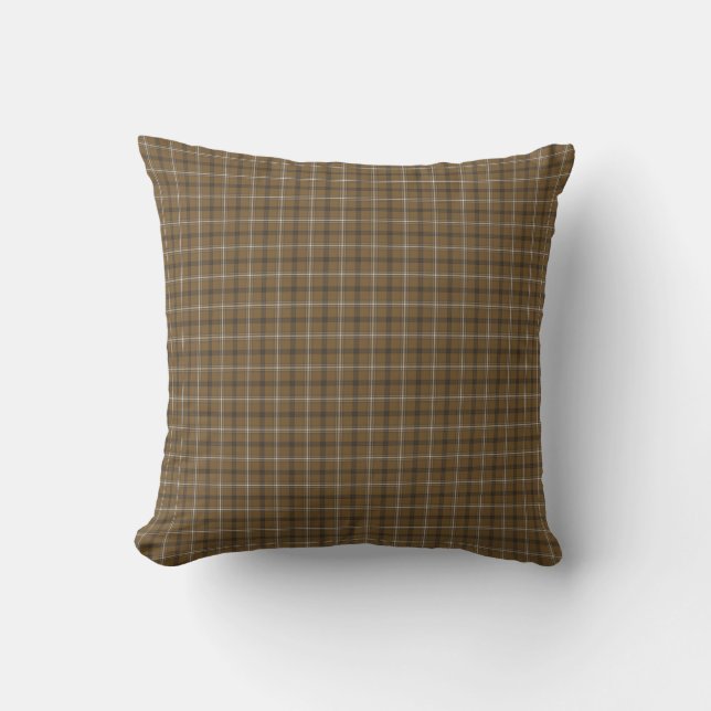 Brown White Plaid Classic Pattern Rustic Kissen (Vorderseite)
