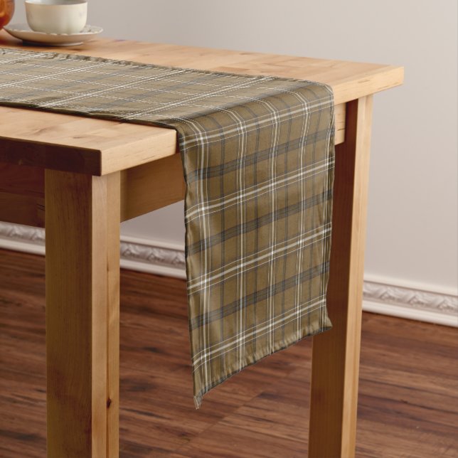 Brown White Plaid Classic Pattern Table Runner Kurzer Tischläufer (Beispiel)
