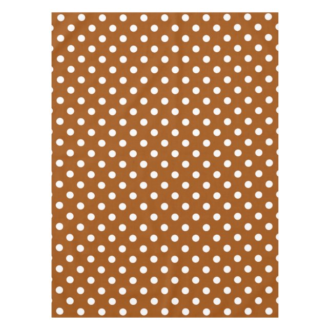 Brown White Polka Dots Design Tischdecke (Vorderseite)
