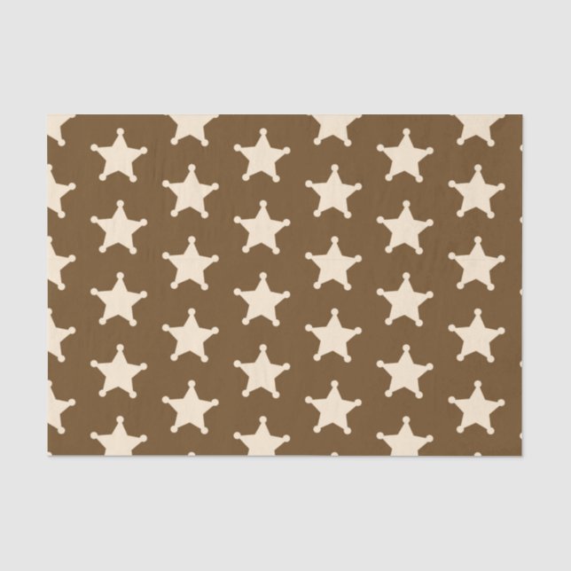 Brown White Sheriff Cowboy Stars Rustikaler Bauer Seidenpapier (Vorderseite)