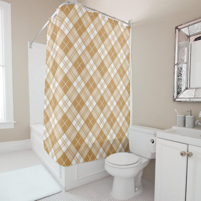 Brown White Tartan Muster yxm0uat9 Duschvorhang (Beispiel)