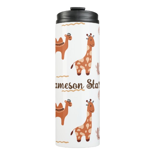 Brown White Toy Animal Cactus Camel Llama Thermosbecher (Vorderseite)