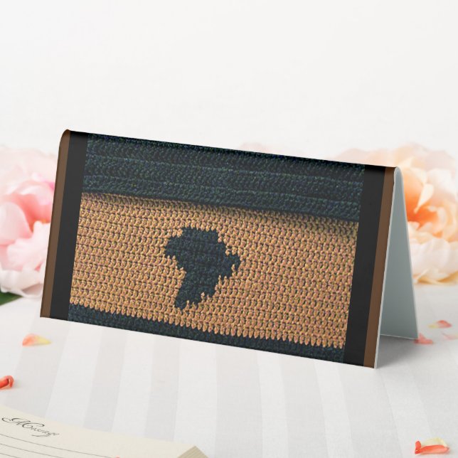Brown with Black Africa Map Designer Crochet Print Tischaufsteller (In Situ (Hochzeit))