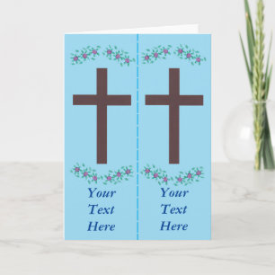 Brown Wood Cross Your Text Signet Cartes de voeux