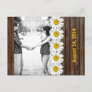 Brown Wood Daisy Chain Foto Save the Date Ankündigungspostkarte