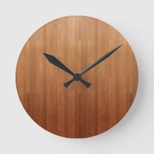 Brown Wood Digital Print 2 Runde Wanduhr