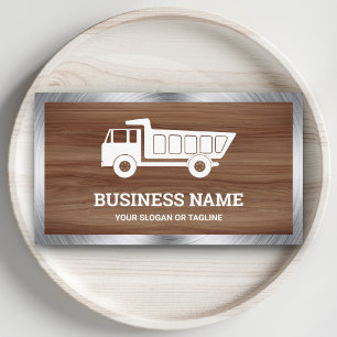 Brown Wood Grain Construction Hauling Dump Truck Visitenkarte
