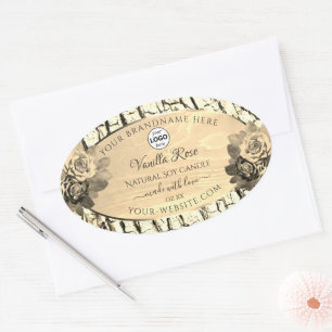 Brown Wood Grain Sepia Rose Produit Logo Étiquette