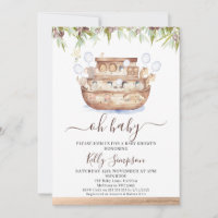 Brown Wood Olive Noah's Ark Boys Baby Shower
