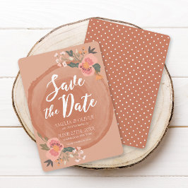 Brown Wood Rustic Floral Save the Date Einladung