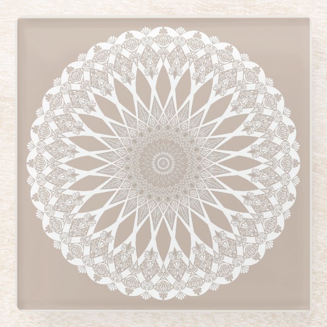 Brown Wool Tristyns Mandala Glasuntersetzer (Vorderseite)